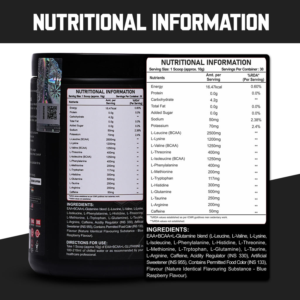 Maverick Amino Stack – EAA + BCAA + Glutamine Powder & Flavoured Creatine Monohydrate (60 Servings) with MyoLabz Multivitamin Tablets | Pre/Post Workout Gym Supplement Combo for Muscle Recovery & Strength | Pack of 3