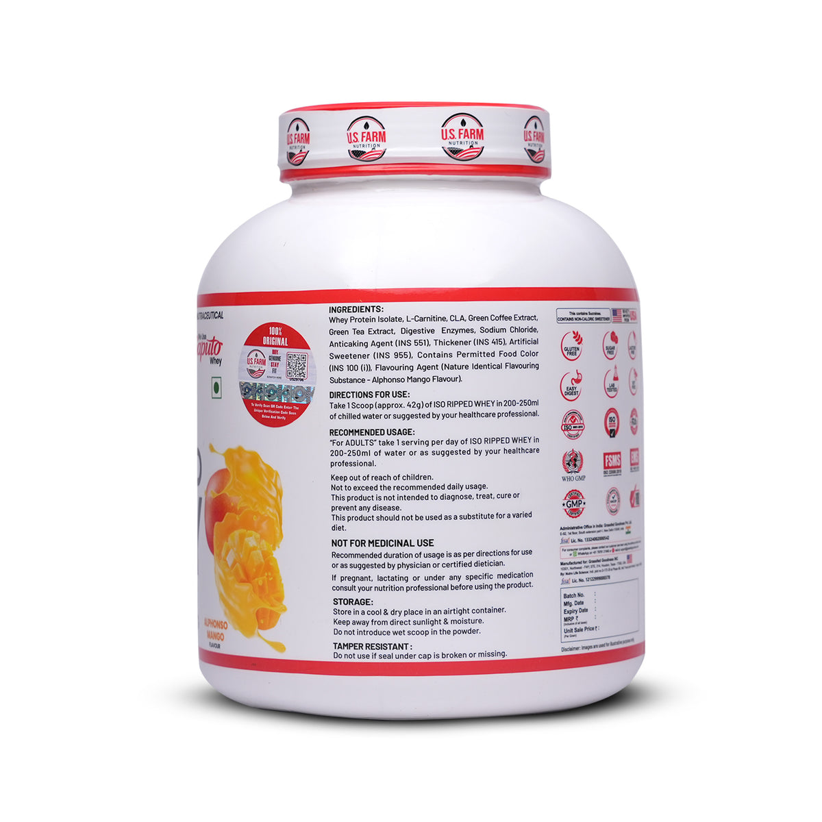 3-PRODUCT ROCK BOTTOM RIPPED PROTEIN — U.S. Farm ISO Ripped Whey 4 LB (Mango Flavour) × 1 • B1 Nutrition Alpha Ripped 2 KG (Mango Flavour) × 1 • Maverick Nutrition Isolate Ripped 2 KG (Chocolate Flavour) × 1