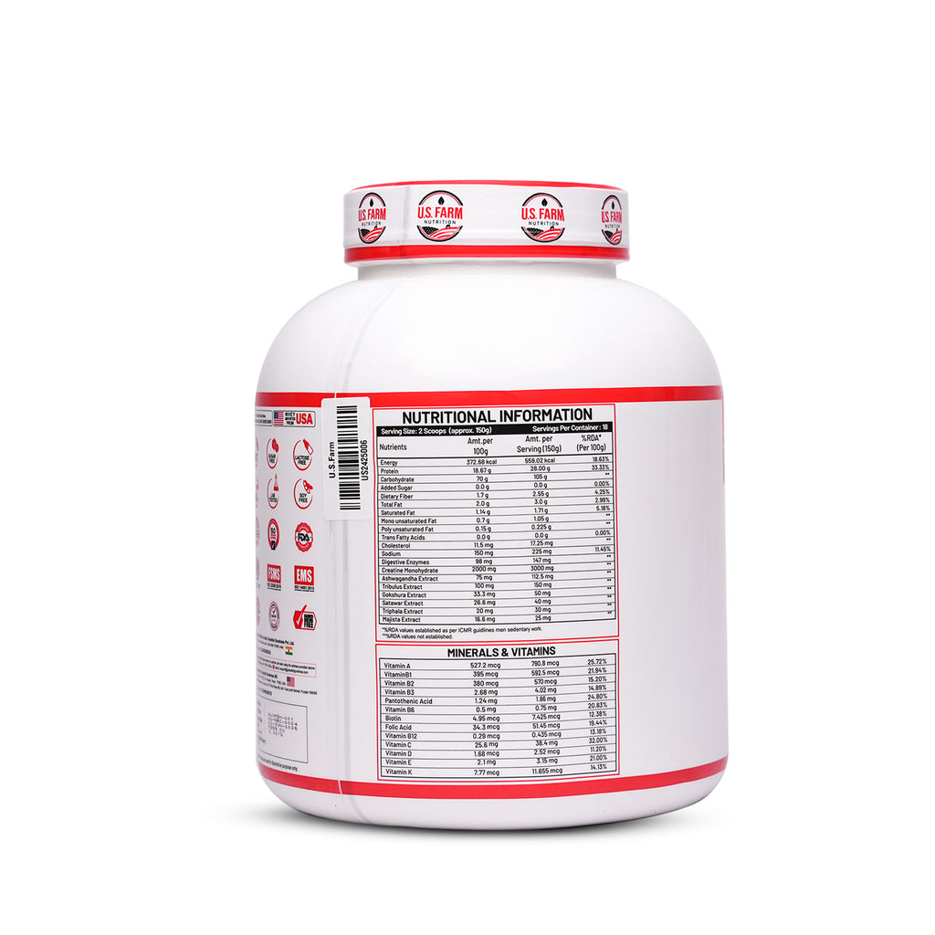 25-PRODUCT WEIGHT GAIN BULK BLAST — US Farm Max Mass Gainer 2.7 kg × 6 • B1 Ultra Whey Protein 2 kg × 1 • MyoLabz MyoMass+ Weight Gain 60 Tablets × 6 • MyoLabz Regular Multivitamin 60 Tablets × 6 • MyoLabz Regular Omega-3 60 Softgels × 6