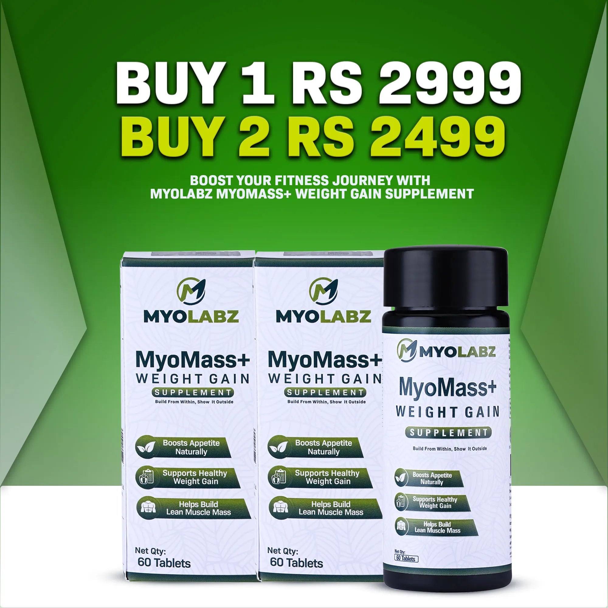 Myolabz MyoMass+ Weight Gain Supplement | 60 Tablets | Appetite & Healthy Weight Support