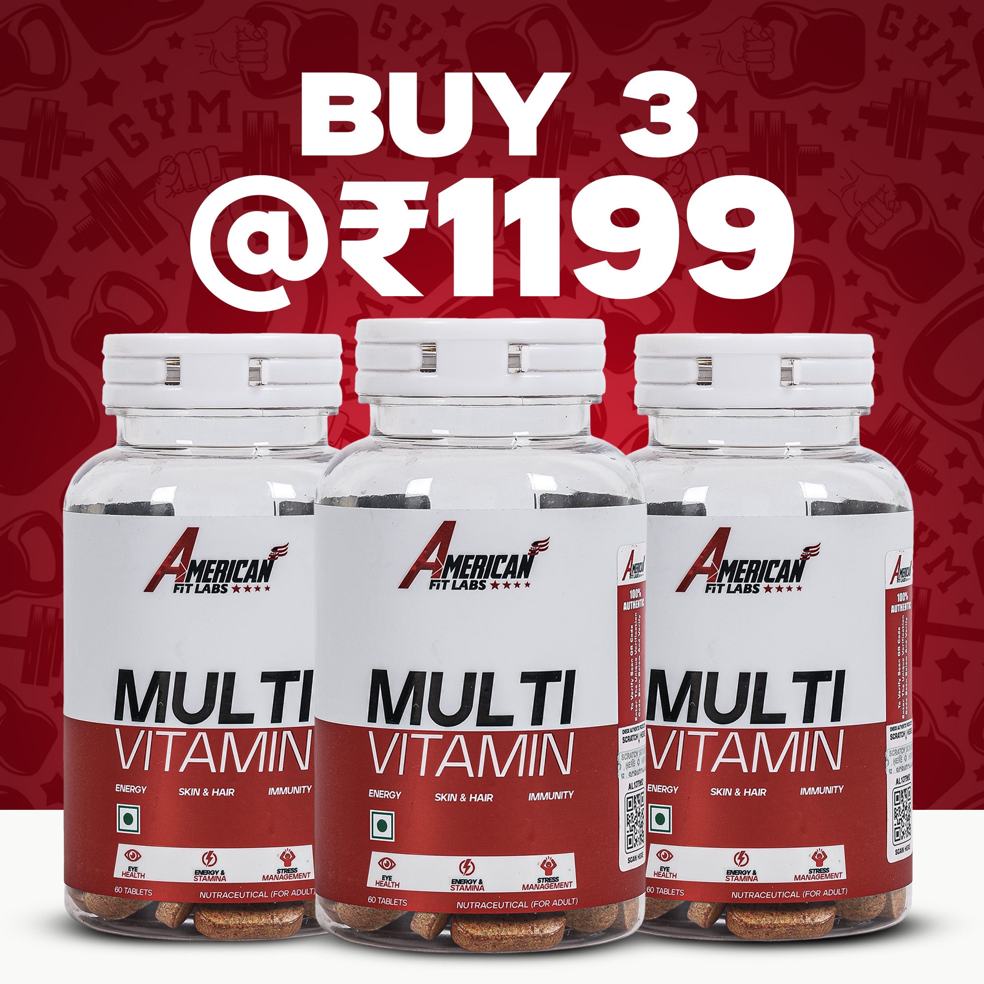 American Fit Labs Multivitamin Combo Pack | Buy 3 Multivitamin Bottles 60 Tablets