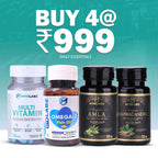 MyoLabz Daily Essentials Combo Pack of 4 – Multivitamin, Omega-3, Ashwagandha & Amla Tablets for Daily Wellness