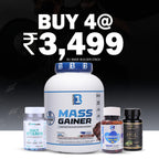 B1 Mass Builder Stack Pack of 4 – Mass Gainer Chocolate 3 kg, Multivitamin, Omega-3 & Amla | Weight Gainer Combo for Mass & Strength