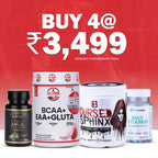 Workout Performance Stack Pack of 4 – EAA BCAA Glutamine, Pre-Workout, Amla & Multivitamin | Gym Combo for Energy & Recovery