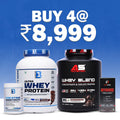 Double Whey Value Stack Pack of 4 – Whey Protein 2 kg, Whey Blend 1.8 kg, Creatine 250 g & MyoCore | 3.8 kg Protein Combo