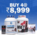 Mark 1 Whey + B1 Mass Stack Pack of 4 – Whey Protein 2.5 kg, Mass Gainer 3 kg, Pre-Workout & MyoCore | Bulking Combo for Mass & Strength