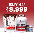 American Whey + Bulk Stack Pack of 4 – Nitro Whey 2 kg, Bio Bulk Gainer 5 kg, Omega-3 & Amla | Whey & Mass Gainer Combo