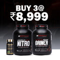 Maverick Muscle Builder Stack Pack of 3 – Whey Nitro 2 kg, Mass Gainer 3 kg & Moringa | Whey & Gainer Combo for Muscle Mass