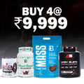 Plant + Whey + Mass Stack Pack of 4 – Plant Protein 1 kg, Mass Gainer 5 kg, Whey Blend 1.8 kg & Pre-Workout | Gym Protein Combo