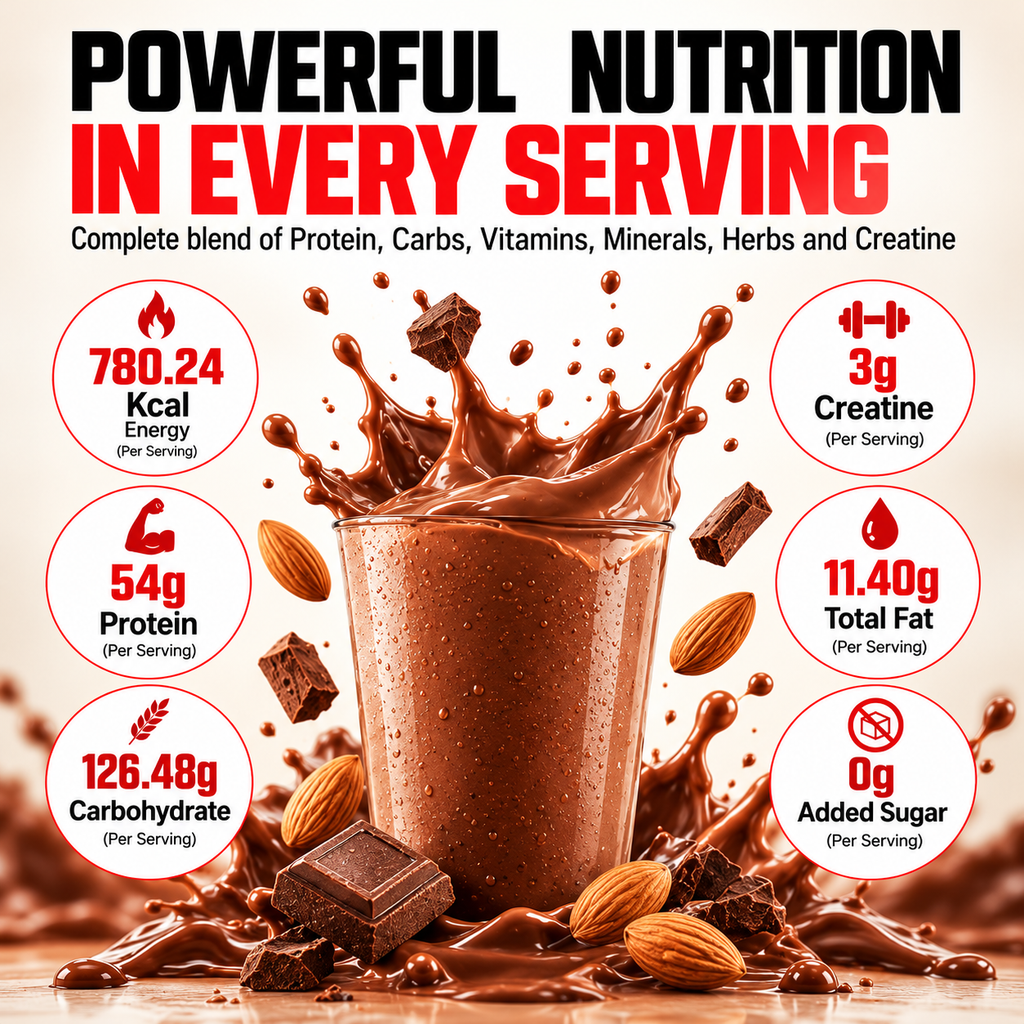American Fit Labs BioBulk Gainer, Chocolate Almond, 5 kg (25 Servings) | 54g Protein & 3g Creatine per Serving | Whey Mass Gainer with Herbs, Vitamins, Minerals & Digestive Enzymes | 0g Added Sugar
